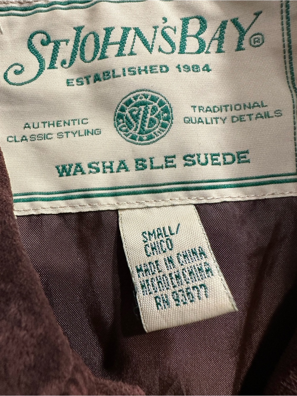 VTG St.John’s Bay small washable Suede Button-Front Jacket - Picture 3 of 8